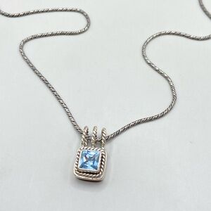 Lori Bonn Sterling Silver Blue Topaz Square Rope Pendant